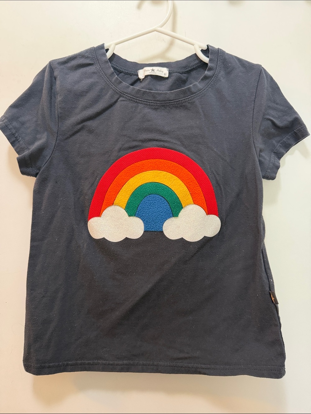 Kids Navy Rainbow Appliqué Short Sleeve Tee Size 6